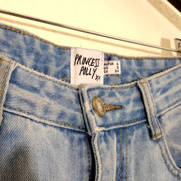 Princess Polly Olbia Wide Leg Distressed Denim Jeans - Picture 6 of 8